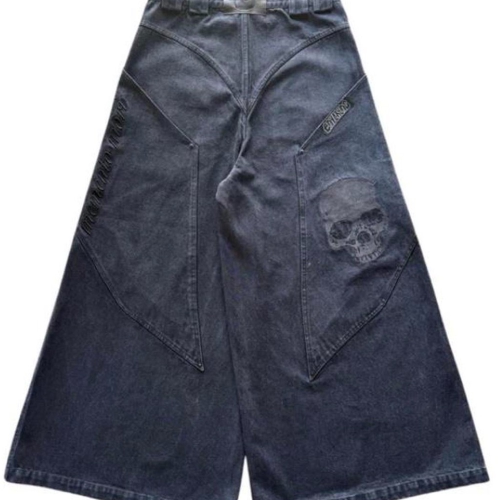 Tripp NYC Black Wide-Leg Pants with Skull Design